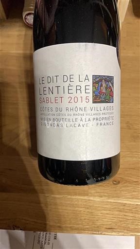 Vallée du Rhône Côtes-du-rhône-villages Gigondas Lacave Le Dit de la Lentiere 2015
