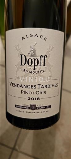 Vin Blanc sec Vendanges Tardives Dopff au Moulin 2018 France Alsace Pinot gris