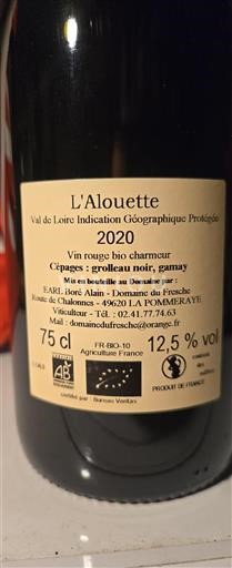 Vallée de la Loire Val de Loire Domaine Fresche L'Alouette 2020