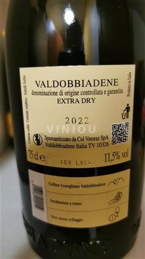Vin Effervescent Rouge extra-brut Col Vetoraz 2022 Italie Vénétie