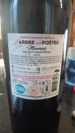 Languedoc Minervois Château Parazolsbertou L'Arbre aux Poètes 2022