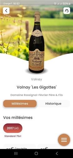 Bourgogne Volnay Grand Cru Domaine Rossignolfevrier Père & Fils Les Gigottes 2017