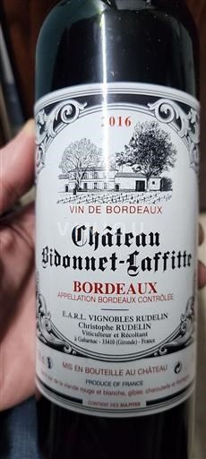 Bordeaux Château Bidonnetlaffitte 2016