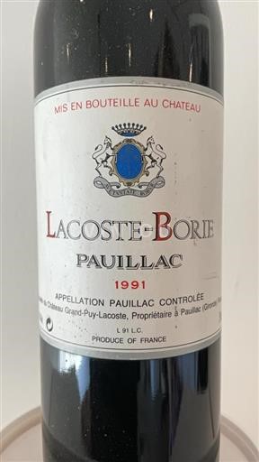 Bordeaux Pauillac Lacosteborie 1991