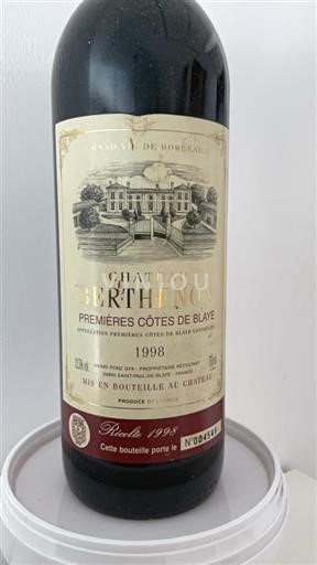 Bordeaux Côtes-de-blaye Château Berthenon 1998