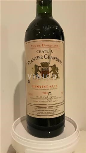 Bordeaux Château Plantier Grandval 2003