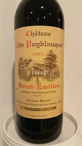 Bordeaux Saint-Émilion Château Côte Puyblanquet 1995