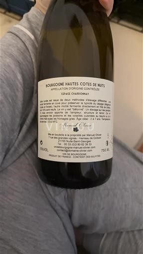 Vin Blanc sec Chardonnay Manuel Olivier 2022 France Bourgogne Hautes Côtes de nuits