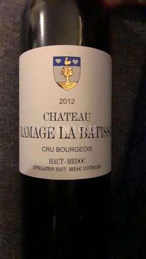 Bordeaux Haut-Médoc Cru Bourgeois Château Ramage La Batisse 2012