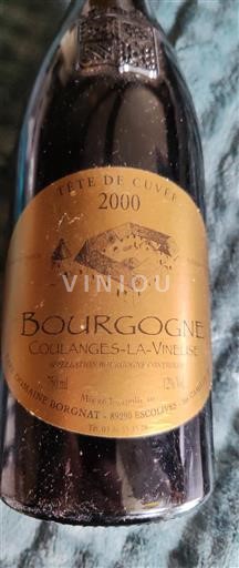 Bourgogne Bourgogne Coulanges-la-Vineuse Domaine Borgnat Tête de 2000