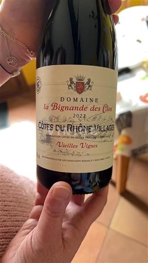 Údolí Rhôny Côtes-du-Rhône-villages Domaine La Bignande Des Clos Vieilles Vignes 2022