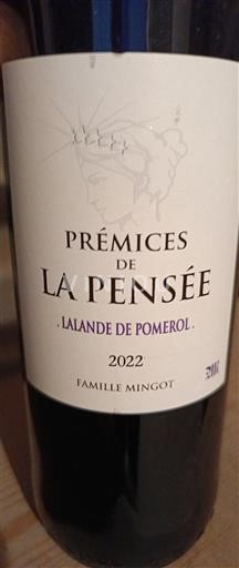 Bordeaux Lalande-de-pomerol Famille Mingot Prémices de La Pensée 2022