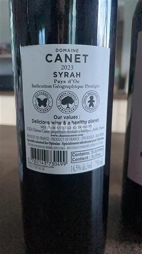 Languedoc och Roussillon Pays d'Oc Domaine Canet Syrah 2023