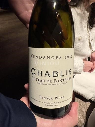 Burgundi Chablis Patrick Piuze Coteau de Fontenay 2022