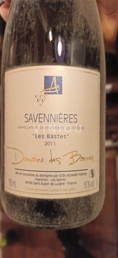 Valle della Loira Savennières Domaine Des Barres Les Bastes 2011