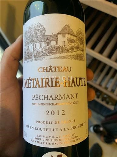 Sud-Ouest Pécharmant Château Métairiehaute 2012