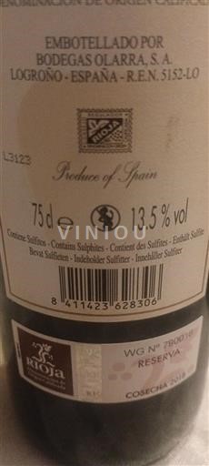 La Rioja Rioja Bodegas Olarra Reserva 2018