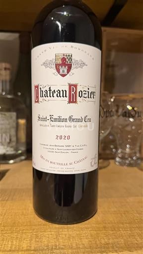 Bordeaux Saint-Émilion Grand Cru Grand Cru Château Rozier 2020