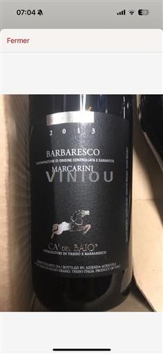Vin Rouge Marcarini Ca' Del Baio 2013 Italie Piémont Barbaresco DOCG
