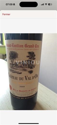 Vin Rouge (blank) Château Val Or 2009 France Bordeaux Saint-Émilion Grand Cru AOP / AOC