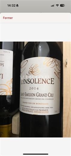 Bordeaux Saint-Émilion Grand Cru Grand Cru Château Les Gravières Lynsolence 2014