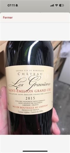 Bordeaux Saint-Émilion Grand Cru Grand Cru Château Les Gravières (blank) 2015