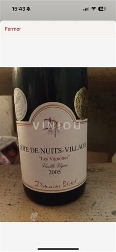 Burgundija Côte de Nuits Villages AOP / AOC Domaine Petitot Les Vignottes - Vieille Vigne 2005