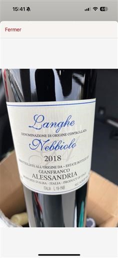 Piedmont Wines Langhe DOP / DOC Gianfranco Alessandria Nebbiolo 2018