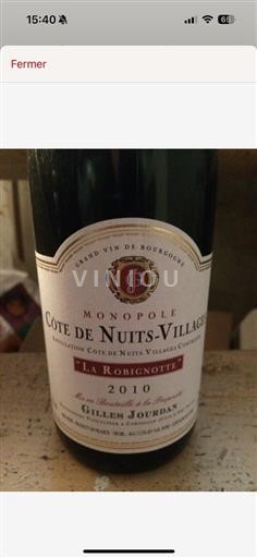 Bourgondië Côte de Nuits Villages AOP / AOC Gilles Jourdan La Robignotte 2010