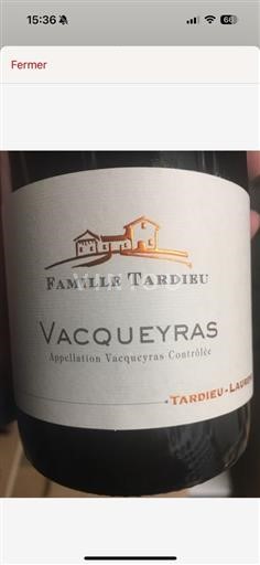 Vin Rouge Grandes Bastides Laurent Tardieu 2014 France Vallée du Rhône Vacqueyras AOP / AOC