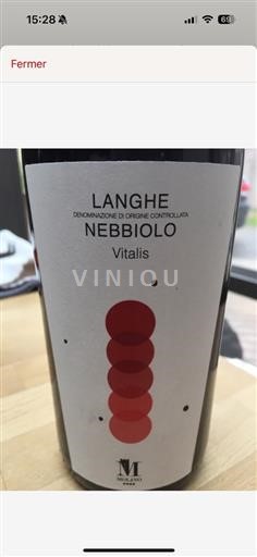 Piedmont Wines Langhe DOP / DOC Molino Vini Langhe Nebbiolo Vitalis 2012