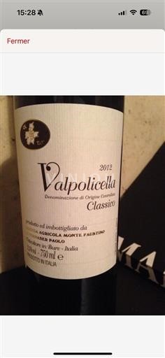 Veneto Valpolicella DOCG Monte Faustino Di Fornaser Paolo Valpolicella Clasico 2012