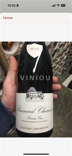 Bourgogne Pommard 1er Cru Vaudoiseycreusefond Les Charmots 2014