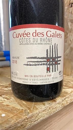 Rhônen laakso Côtes-du-rhône Les Vignerons Estezargues des Galets 2018