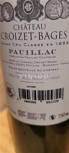 Bordeaux Pauillac Grand Cru Château Croizet Bages Ohne Jahrgang