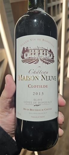 Bordeaux Blaye-Côtes-de-Bordeaux Grand Cru Château Maison Neuve Clotilde 2013