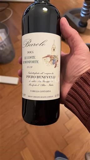 Vin Rouge sec Le Coste di Monforte Piero Benevelli 2019 Italie Piémont Barolo