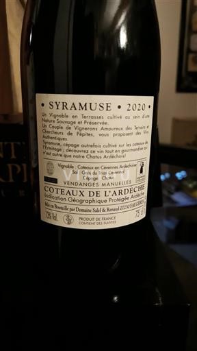 Alpen und Rhônetal Coteaux der Ardèche Domaine Salel & Renaud SYRAMUSE 2020