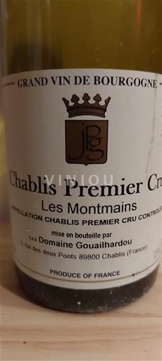 Vin Blanc sec Les Montmains Domaine Gouailhardou Non millésimé France Bourgogne Chablis premier cru Premier Cru