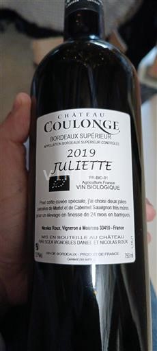 Bordeaux Bordeaux Supérieur Château Coulonge Juliette 2019