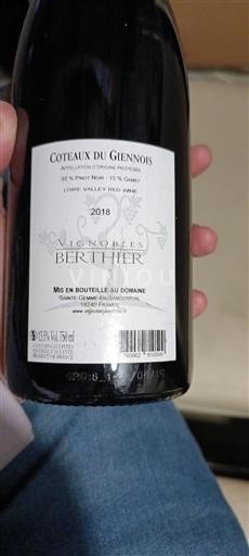 Valle della Loira Coteaux-du-giennois Vignobles Berthier 2018
