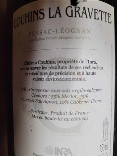 Bordéus Pessac-Léognan Château Couhins Couhins La Gravette 2007