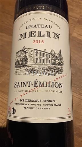 Bordeaux Saint-Émilion Château Melin 2015