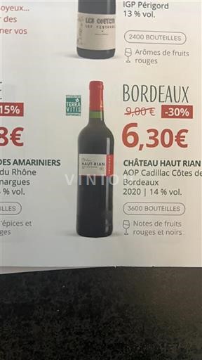 Bordeaux Cadillac-côtes-de-bordeaux Château Haut Rian 2020