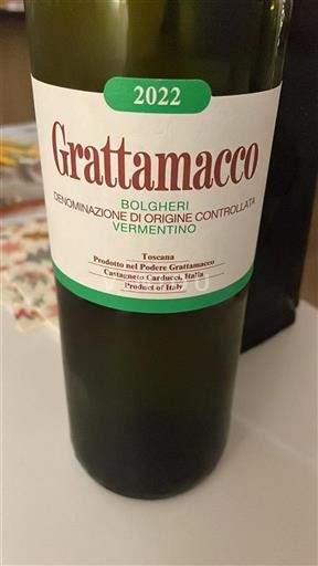 Vin Blanc sec Vermentino Grattamacco 2023 Italie Toscane Bolgheri