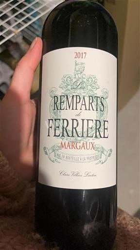 Bordeaux Margaux Château Ferrière Les Remparts de Ferriere 2017
