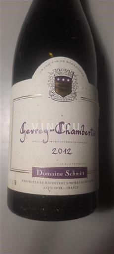 Vin Rouge sec Domaine Schmitt 2012 France Bourgogne Gevrey-chambertin