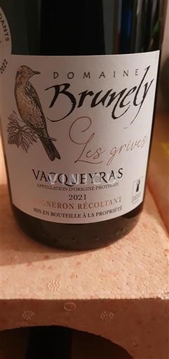 Vin Rouge sec Les Grives Domaine Brusset 2021 France Vallée du Rhône Vacqueyras