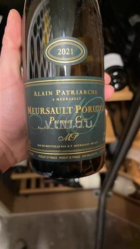 Vin Blanc sec Poruzot 1er Cru Alain Patriarche 2021 France Bourgogne Meursault Premier Cru