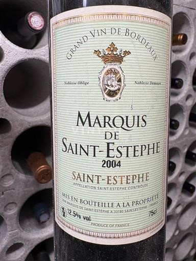Bordeaux Saint-Estèphe Marquis De Saintestèphe 2004